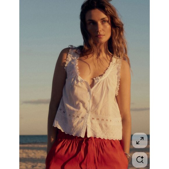 Madewell Embroidered Scalloped Tank NWT in White Large - Picture 12 of 12
